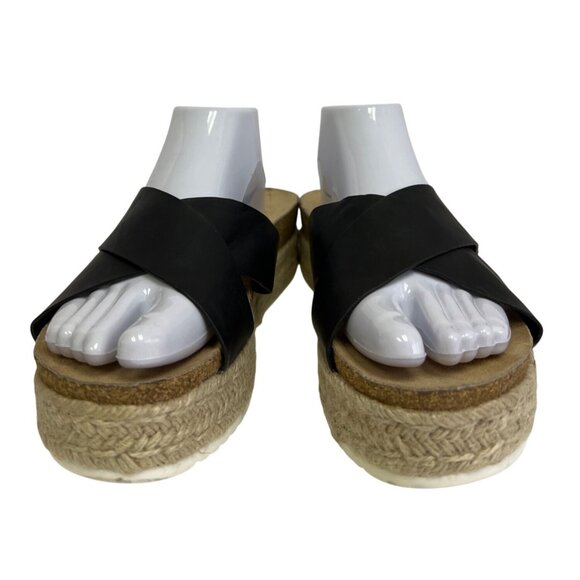 Mezent Women's Sandals Espadrilles Cork Footbed Black Platform Size 10 NEW - Picture 3 of 11